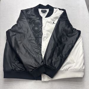 NIKE LEGACY AIR JORDAN 11 -Black / White Satin Bomber- Quilted Snap - SIZE XXL *